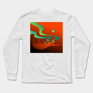 Northern Lights Winter Solstice Indigenous WAWEZHI CANADA Long Sleeve T-Shirt